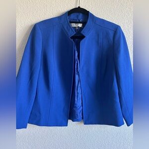 Like New Elegant Kasper Royal Blue 3/4 Sleeve Open Front Opening Jacket Size 8